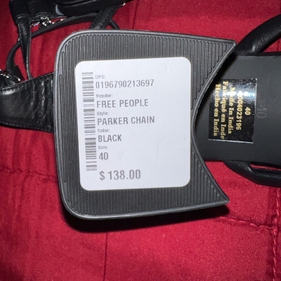 FREE PEOPLE Parker Chain Leather Block Heel Chain-Wrap Ankle Sandals/Heels NWT - Picture 15 of 16